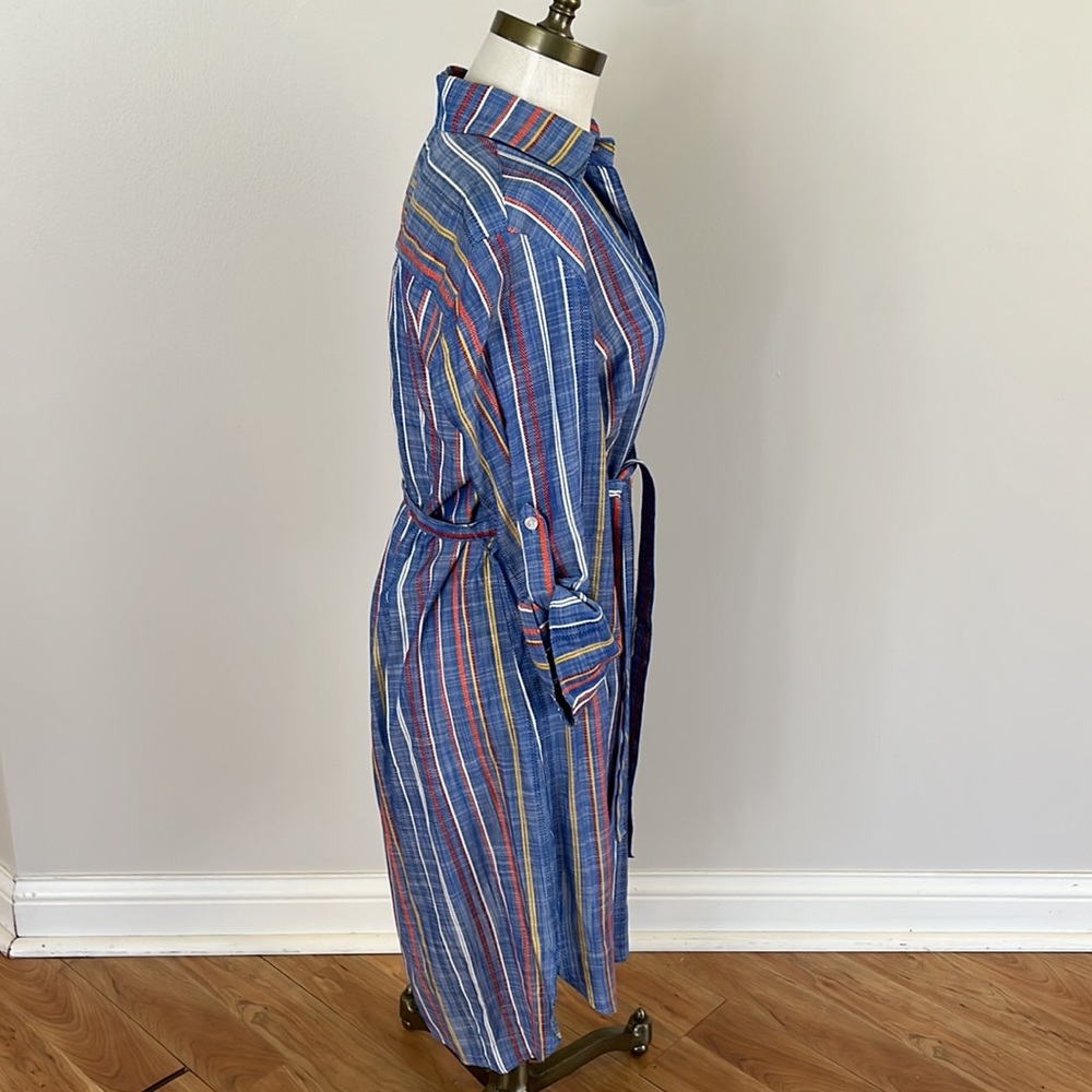 NEW! Finley blue multi color stripe shirt dress size XS - Picture 5 of 10